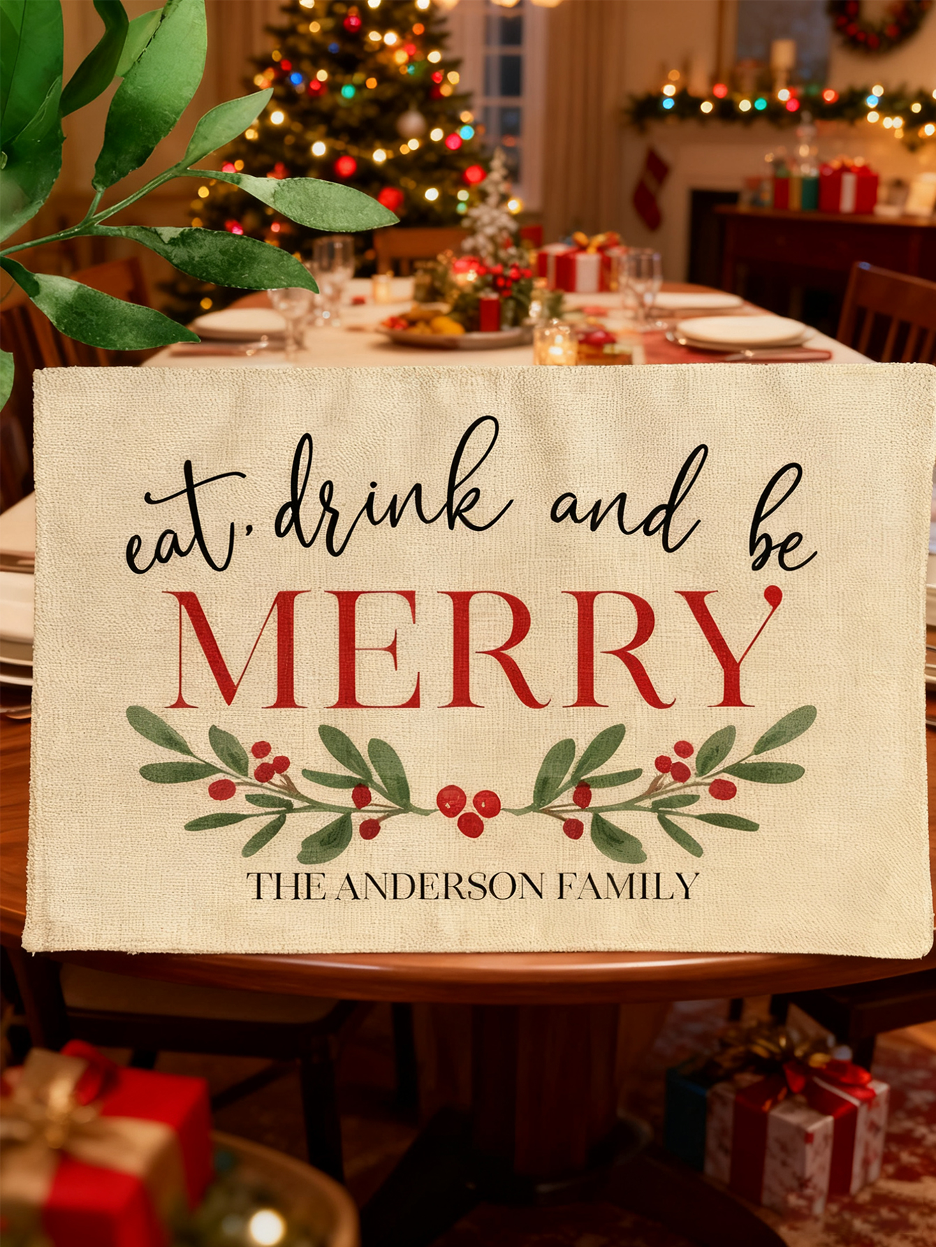 Personalized Merry Christmas Placemats